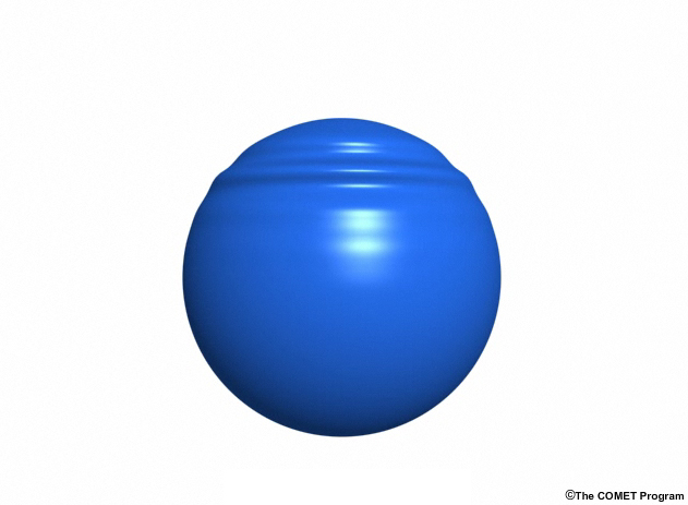 Waves wrapping around a hypothetical water planet show how convergence works on a sphere.