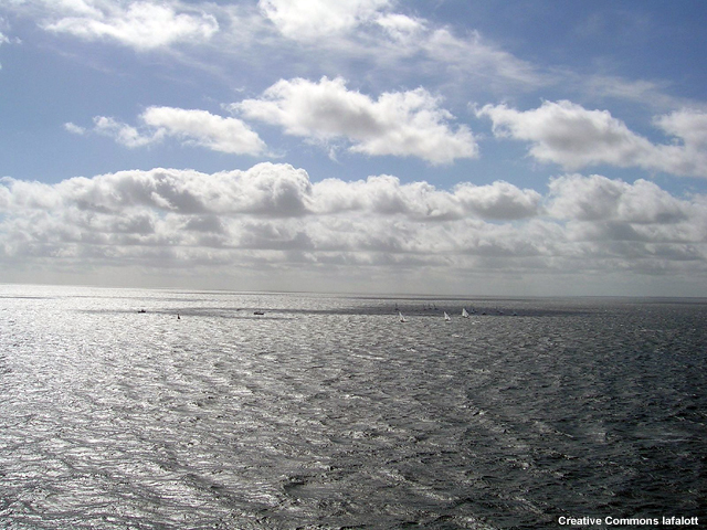 Open ocean with boats