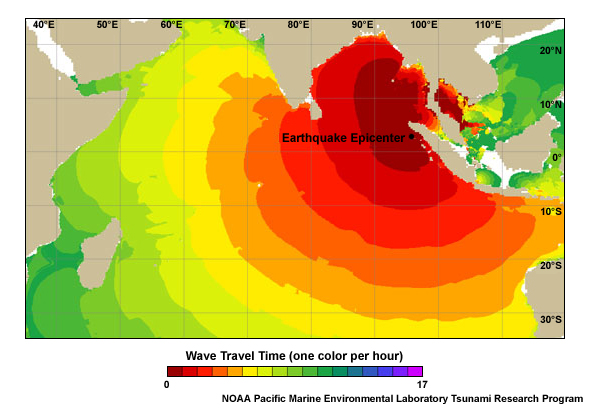 Wave travel times after the 2004 Indian Ocean tsunami