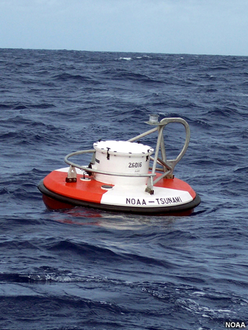 A NOAA DART buoy that measures tsunamis at sea.