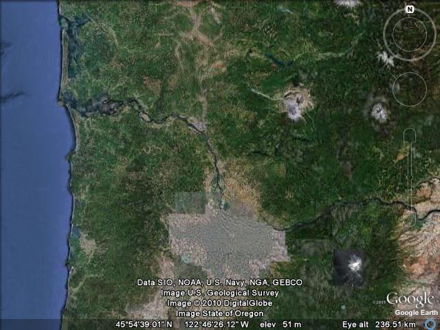 Satellite image of the Columbia River.