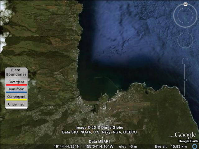 Map of Hilo Bay, Hawaii.