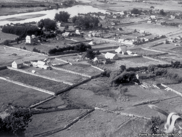 Farm fields inundated by a tsunami and land subsidence after the 1960 Chilean earthquake
