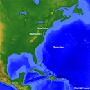 A 
map of the bathymetry off the East Coast of the United States