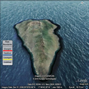 A satellite image of the volcano and island of La Palma in the 
Canary Islands. 