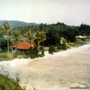A
 low tsunami wave advances on Laie Point, Oahu, Hawaii.