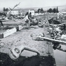 The Waiekea area of Hilo, Hawaii 1960. Parking meters flattened by 
the Chilean tsunami.