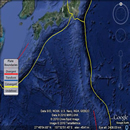 Satellite image
 of southeast Japan and the ocean bathymetry nearby.