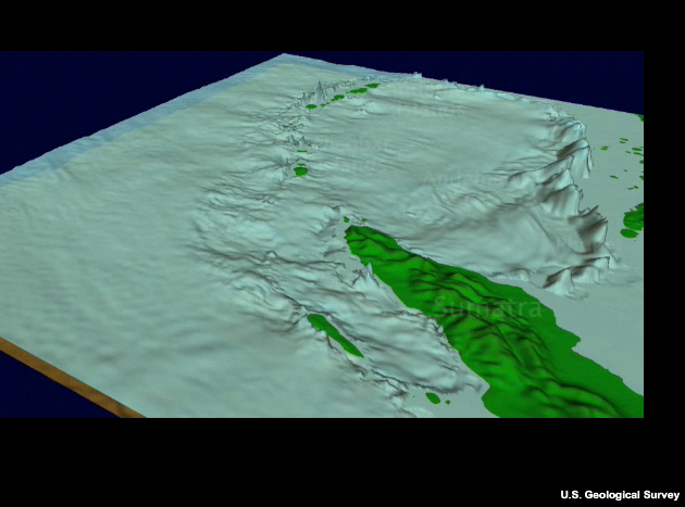 A USGS simulation of the 2004 Indian Ocean tsunami that includes bathymetry.