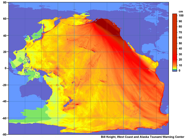 Simulated Aleutians tsunami using the Alaska Tsunami Forecast Model